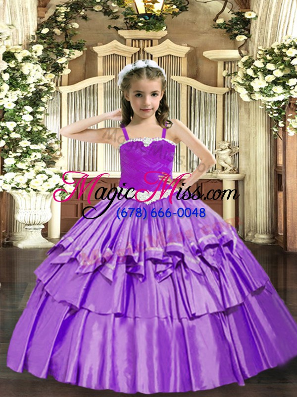 wholesale straps sleeveless lace up kids formal wear lavender organza