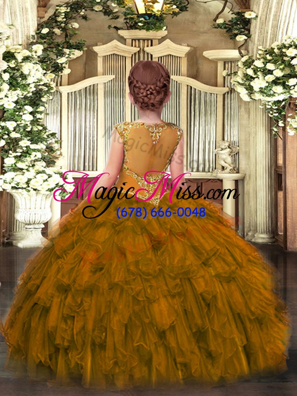 wholesale green sleeveless floor length beading and ruffles zipper pageant dress for womens