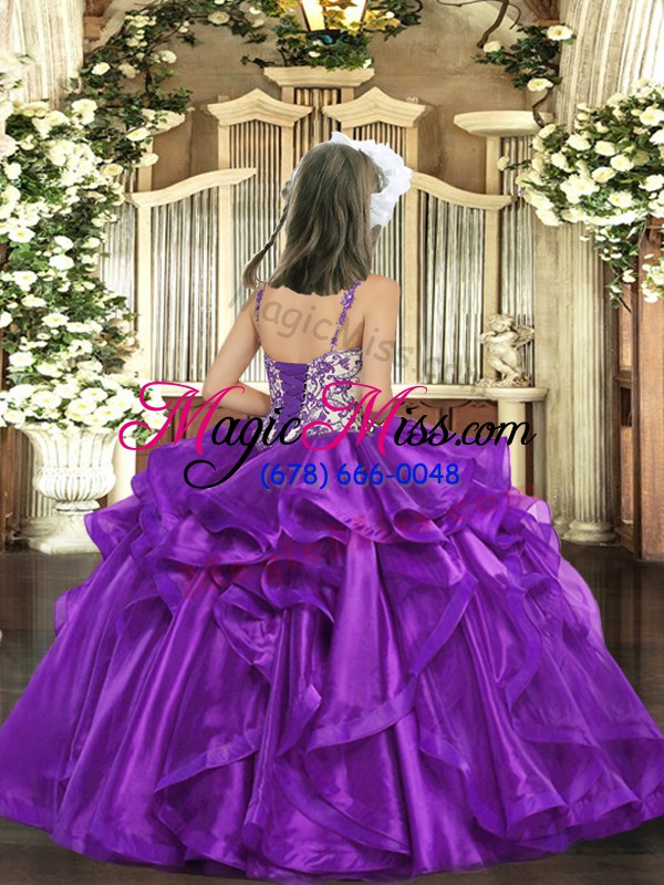 wholesale green ball gowns beading and ruffles pageant dress for teens lace up organza sleeveless floor length