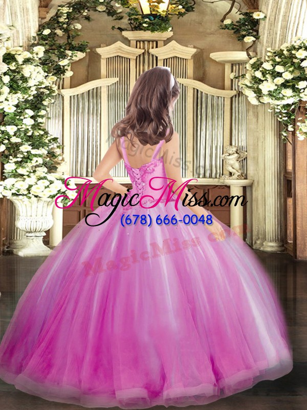 wholesale lavender ball gowns appliques custom made pageant dress lace up tulle sleeveless floor length