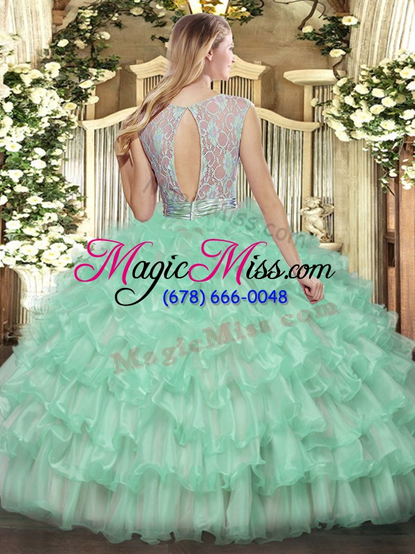 wholesale floor length lilac 15th birthday dress tulle sleeveless beading and ruffled layers