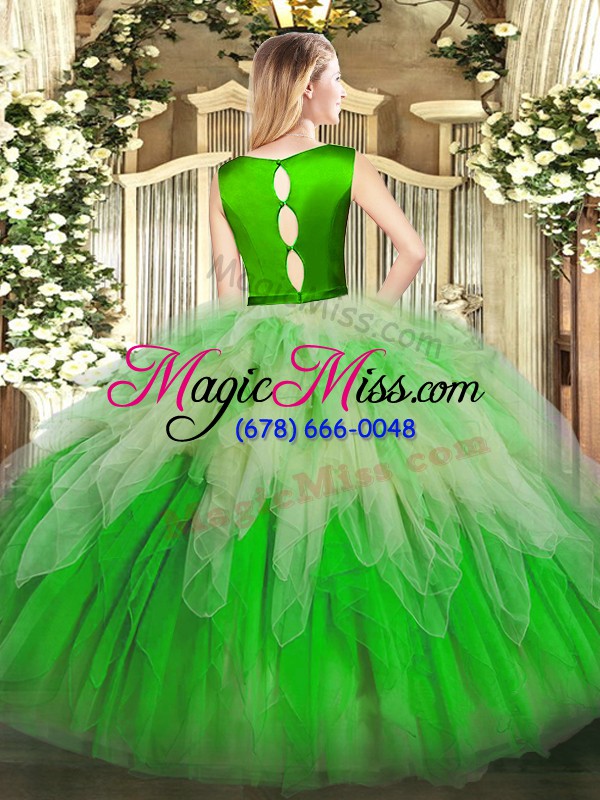 wholesale attractive organza sleeveless floor length quinceanera gowns and ruffles