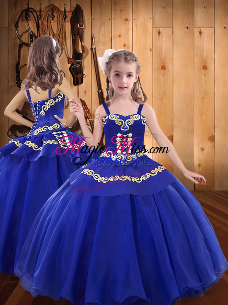 wholesale eye-catching blue ball gowns tulle sweetheart sleeveless embroidery floor length lace up sweet 16 dress