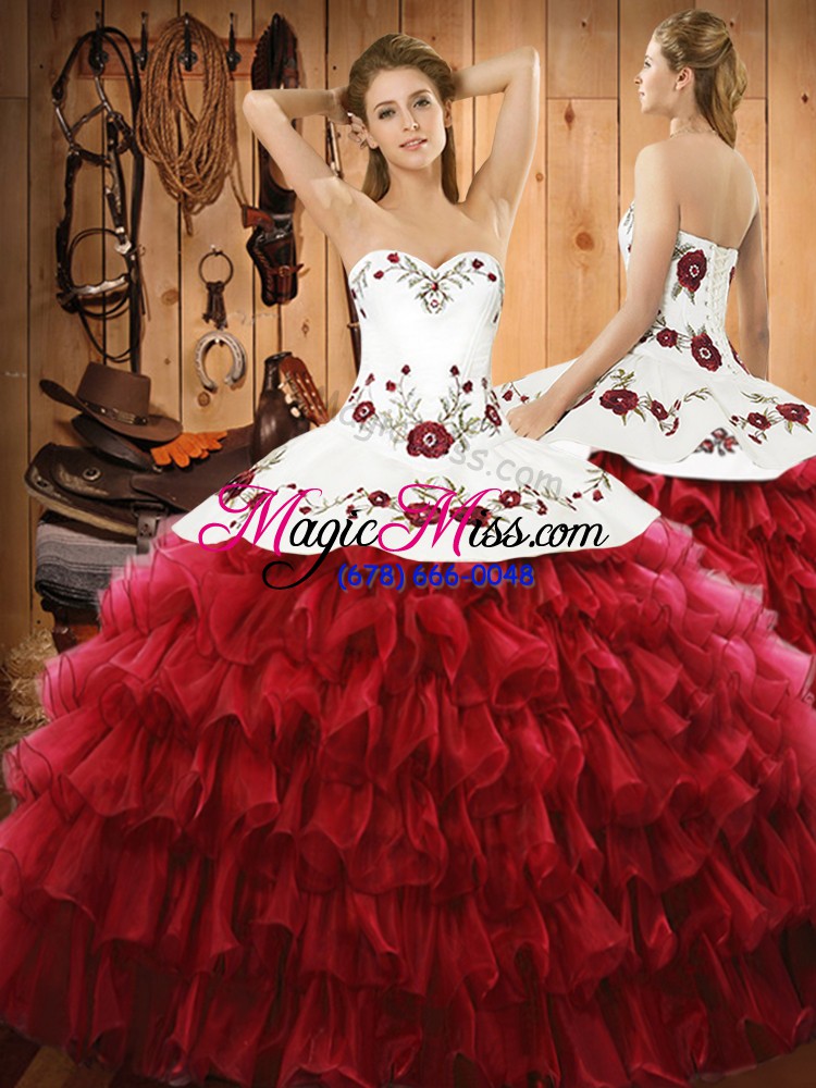 wholesale new style sleeveless embroidery and ruffled layers lace up quinceanera dresses