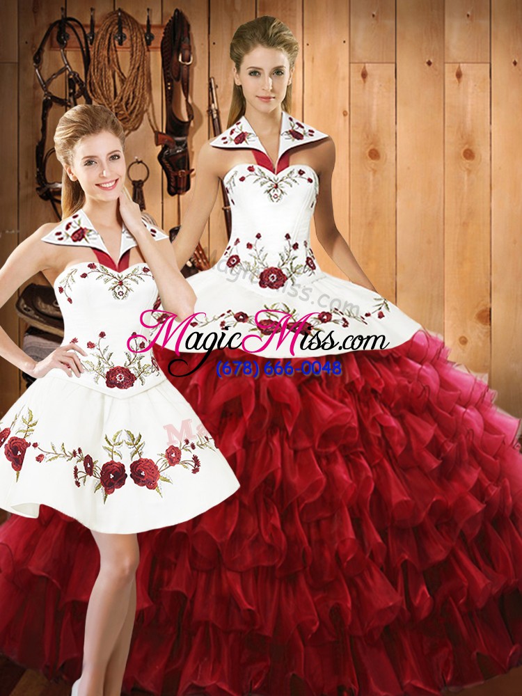 wholesale new style sleeveless embroidery and ruffled layers lace up quinceanera dresses