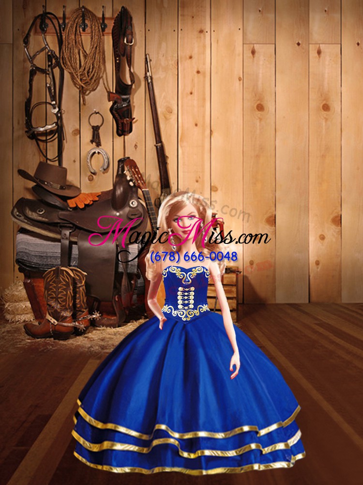 wholesale blue sleeveless tulle lace up quinceanera dresses for military ball and sweet 16 and quinceanera