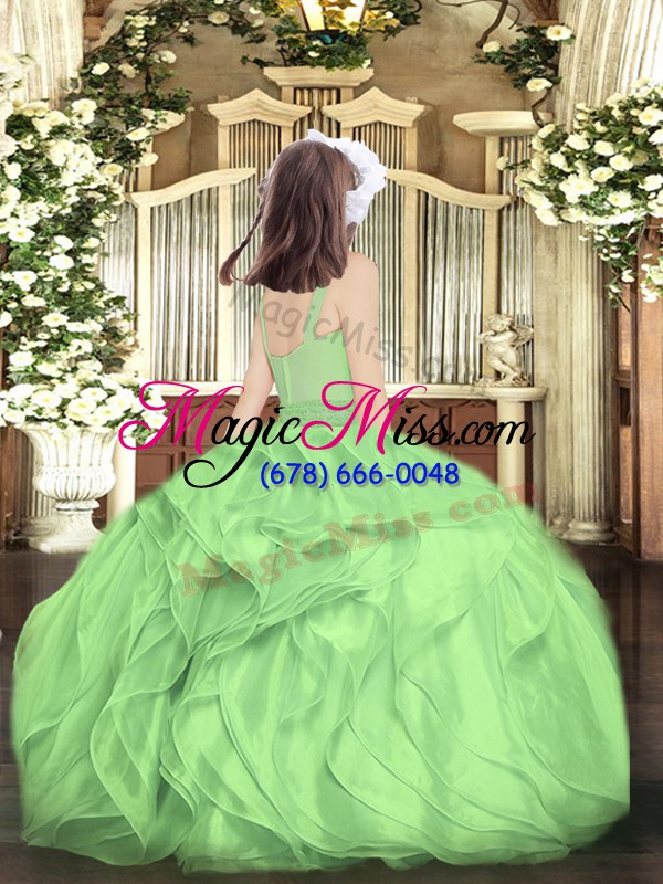 wholesale fuchsia sleeveless beading and ruffles floor length child pageant dress