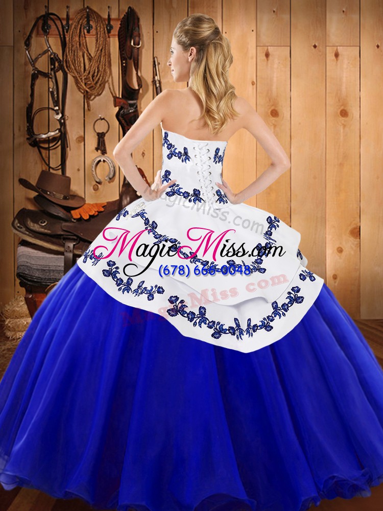 wholesale popular sleeveless lace up floor length embroidery sweet 16 dress
