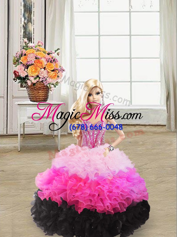 wholesale multi-color sleeveless organza lace up quinceanera dress for sweet 16 and quinceanera