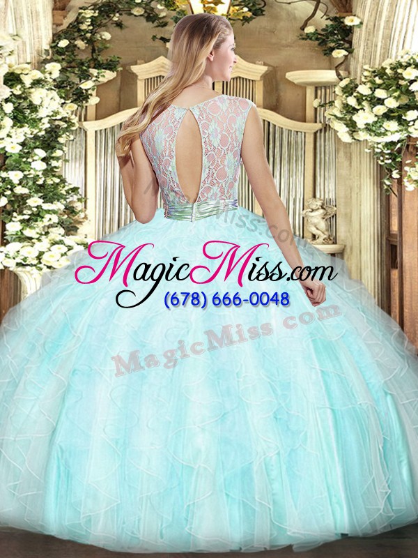 wholesale amazing sleeveless backless floor length lace and ruffles quince ball gowns