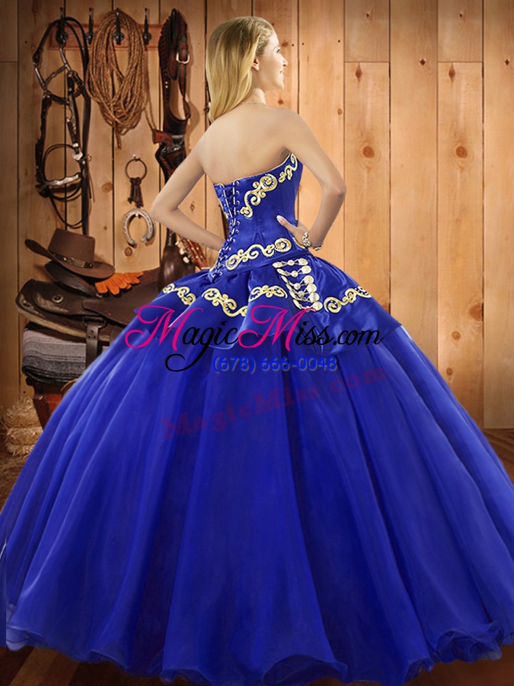 wholesale glorious gold sweetheart neckline embroidery quinceanera gowns sleeveless lace up