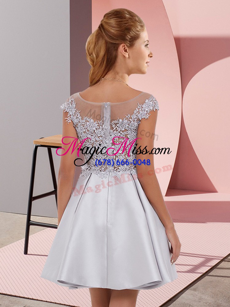 wholesale high quality zipper scoop lace dama dress satin sleeveless