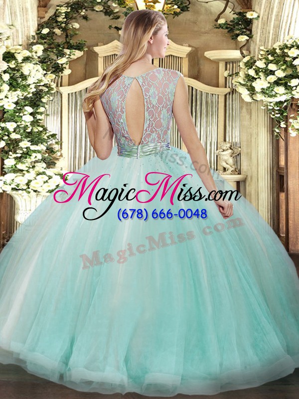 wholesale champagne scoop neckline lace and ruffles quinceanera dresses sleeveless backless