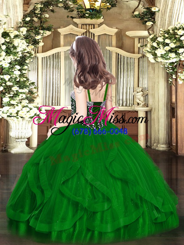 wholesale turquoise ball gowns beading and ruffles pageant gowns lace up tulle sleeveless floor length