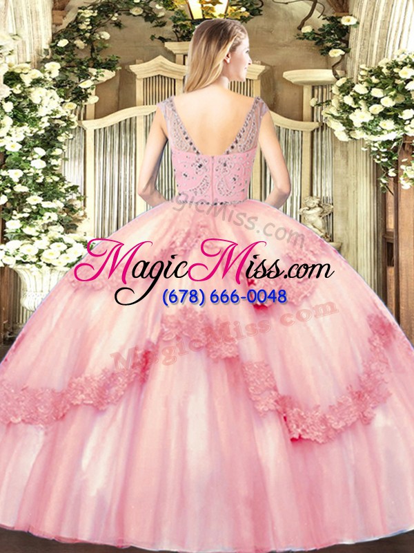 wholesale lavender sleeveless floor length beading and appliques zipper sweet 16 quinceanera dress