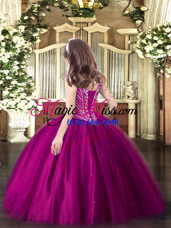 wholesale ball gowns girls pageant dresses brown v-neck tulle sleeveless floor length lace up