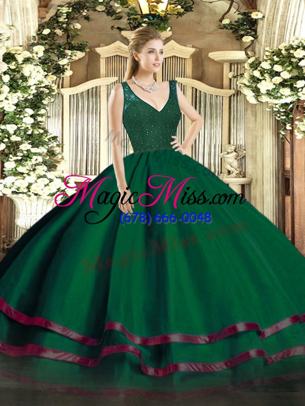 wholesale latest tulle sleeveless floor length sweet 16 quinceanera dress and beading and ruffled layers