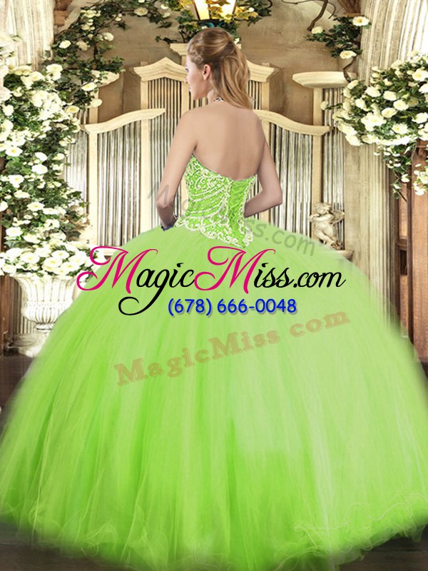 wholesale dazzling lilac lace up sweet 16 dresses beading sleeveless floor length