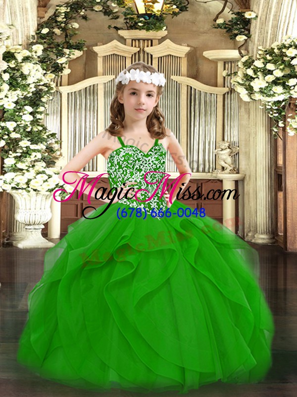 wholesale discount floor length ball gowns sleeveless green pageant gowns for girls lace up