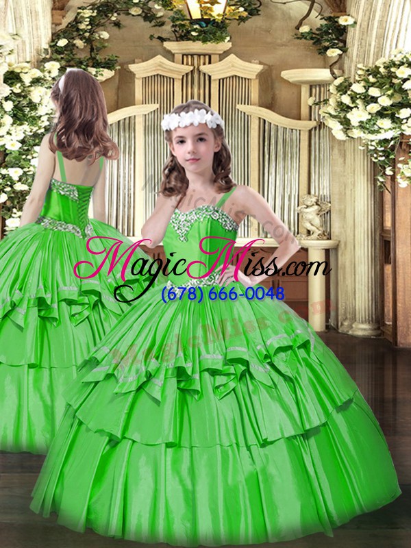 wholesale classical green sleeveless beading and ruffled layers floor length sweet 16 dress