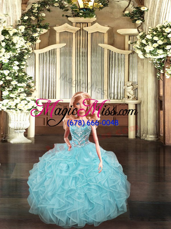 wholesale sexy sweetheart sleeveless organza quinceanera gowns beading and ruffles lace up