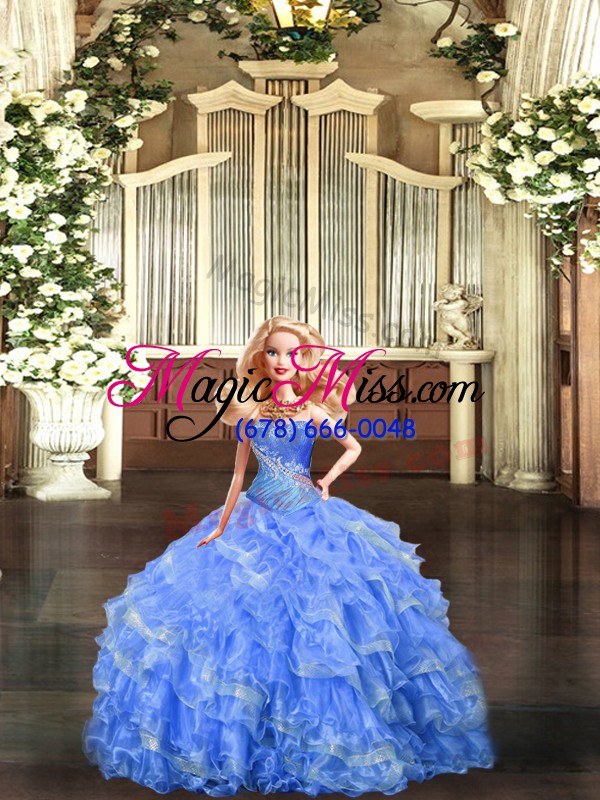 wholesale dramatic sleeveless beading and ruffles and ruching lace up sweet 16 quinceanera dress