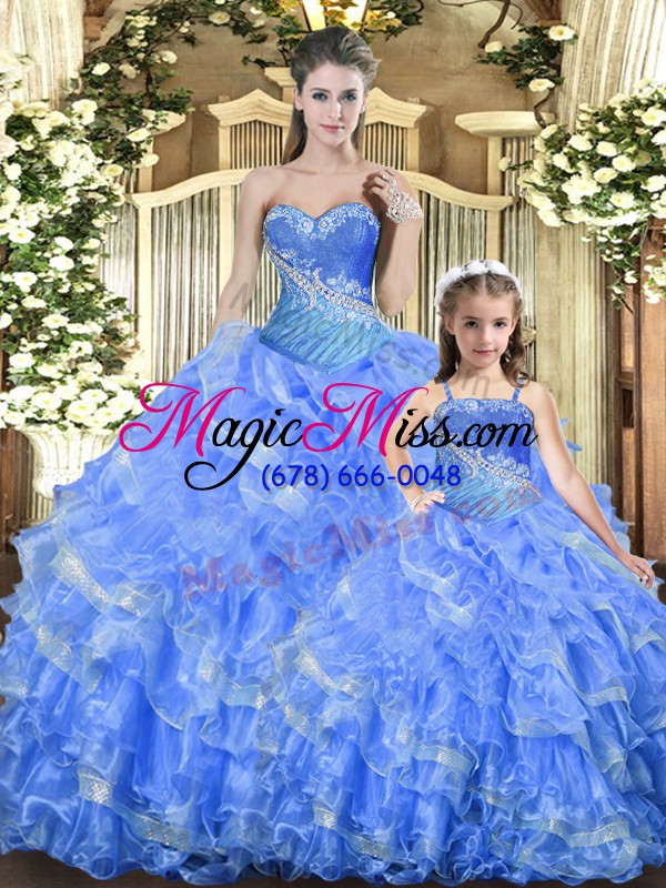 wholesale dramatic sleeveless beading and ruffles and ruching lace up sweet 16 quinceanera dress