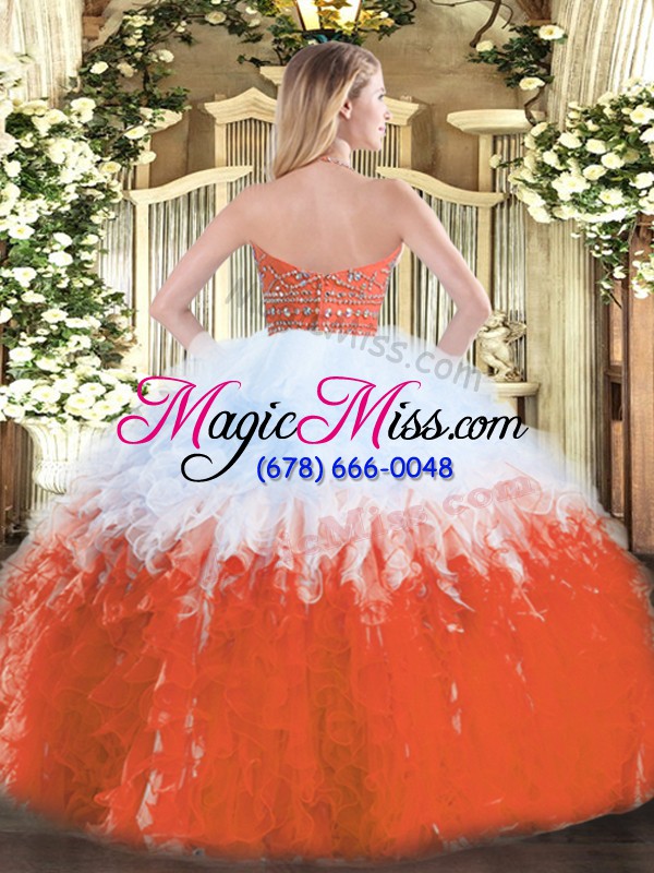 wholesale captivating halter top sleeveless zipper sweet 16 dress multi-color tulle