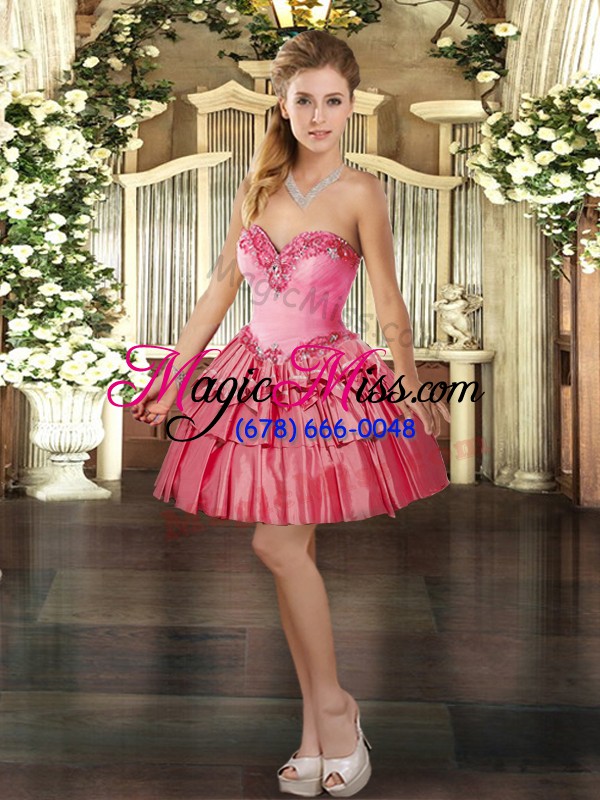 wholesale fancy watermelon red lace up sweetheart beading and ruffled layers quinceanera dresses organza sleeveless