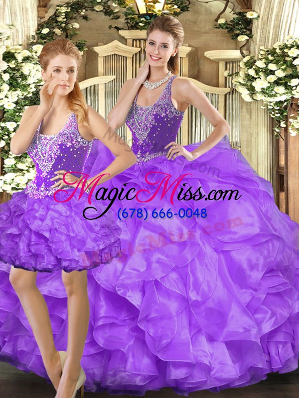 wholesale lovely floor length eggplant purple sweet 16 dress straps sleeveless lace up
