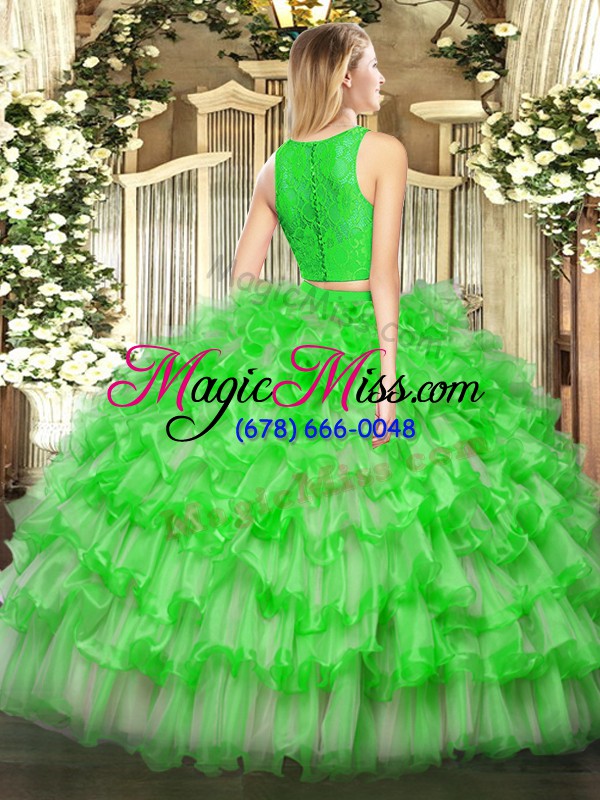 wholesale comfortable sleeveless floor length ruffled layers zipper quinceanera dress with yellow green