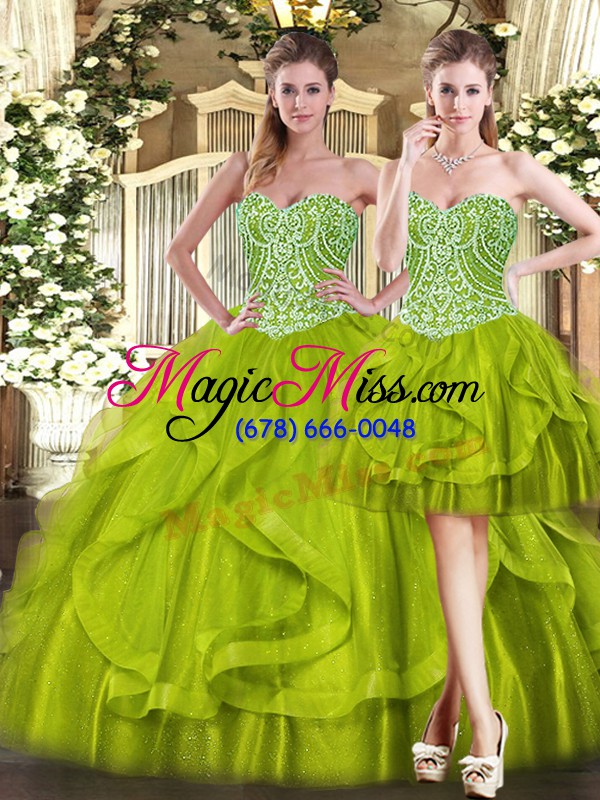wholesale lace up sweetheart beading and ruffles sweet 16 dresses organza sleeveless
