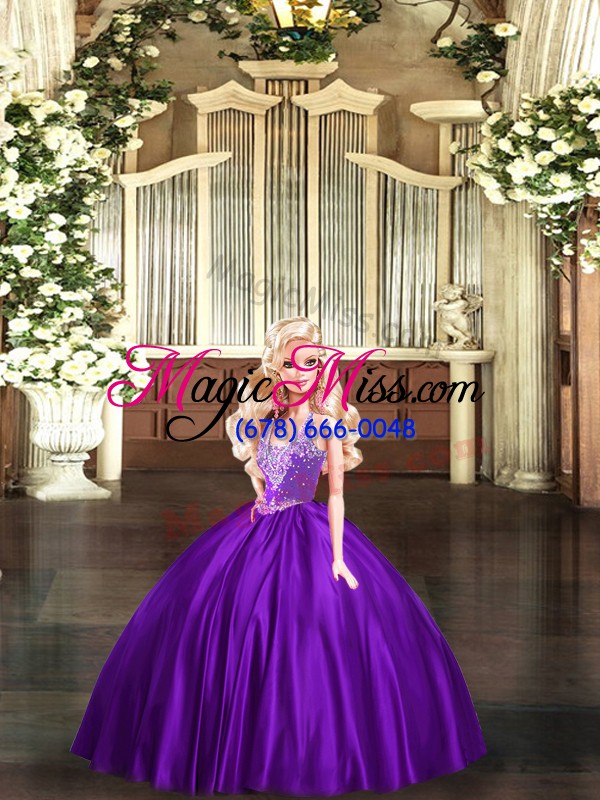 wholesale fine purple vestidos de quinceanera military ball and sweet 16 and quinceanera with beading straps sleeveless lace up