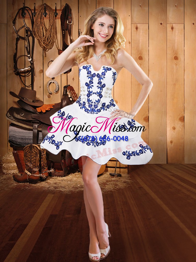 wholesale blue lace up quinceanera dresses embroidery and ruffles sleeveless floor length
