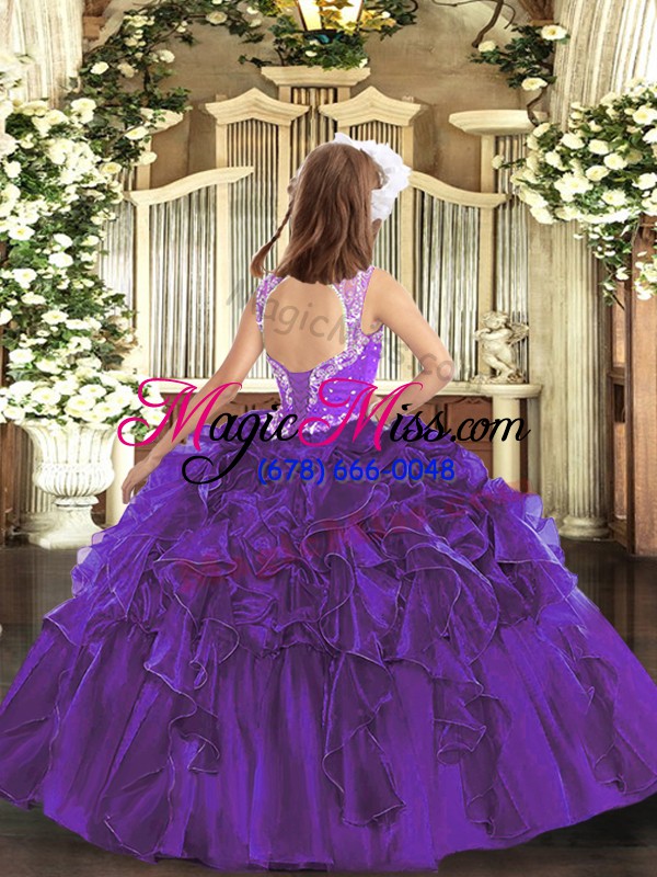 wholesale sleeveless lace up floor length beading and ruffles pageant dresses