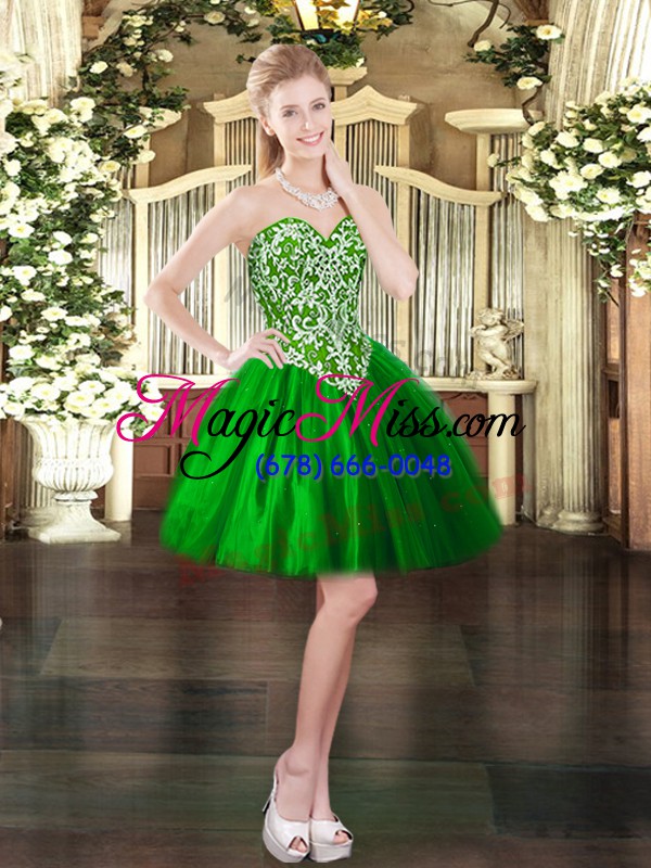 wholesale tulle sweetheart sleeveless lace up beading vestidos de quinceanera in green