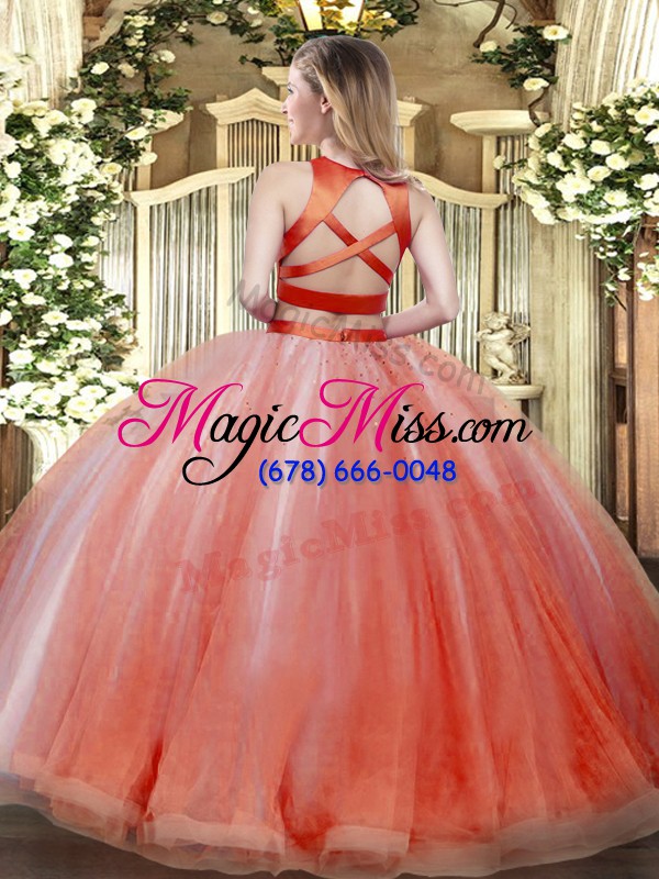 wholesale customized floor length two pieces sleeveless gold quinceanera gown criss cross