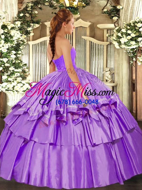 wholesale fine lavender sweetheart lace up beading and ruffled layers 15 quinceanera dress sleeveless