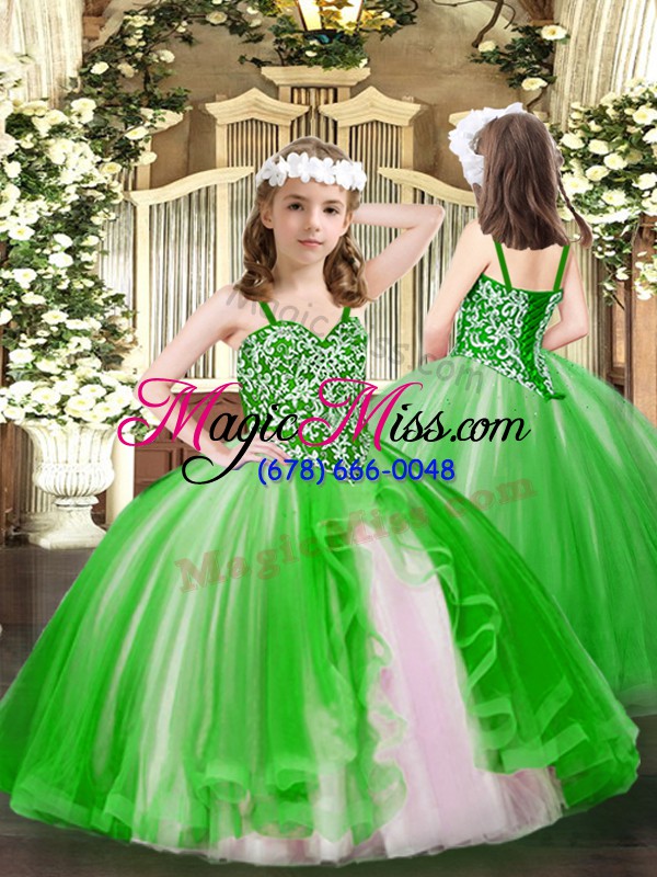 wholesale green lace up sweetheart beading ball gown prom dress tulle sleeveless