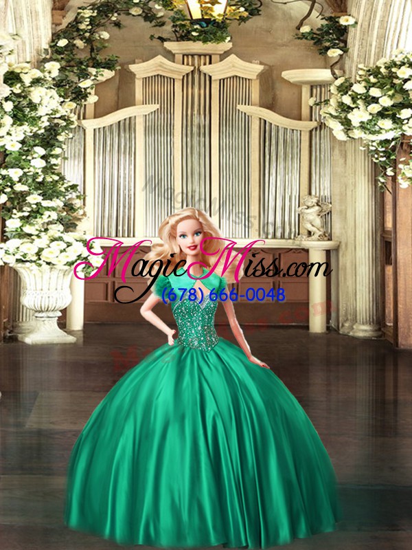 wholesale green sleeveless organza lace up sweet 16 dress for military ball and sweet 16 and quinceanera