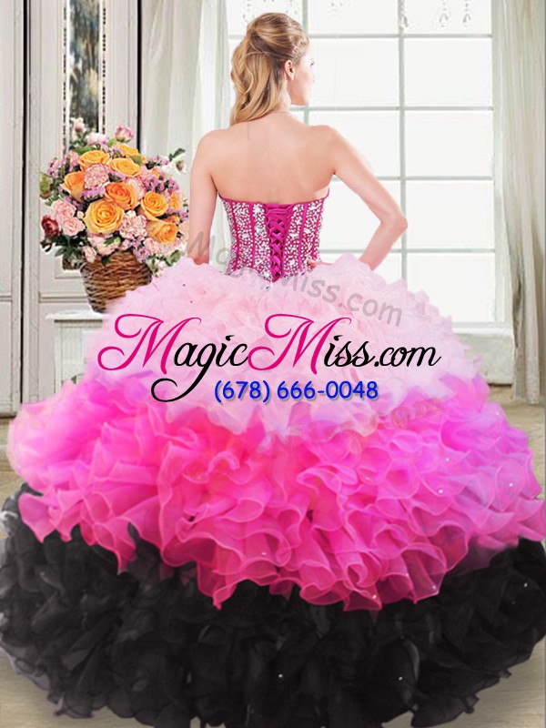 wholesale beauteous sleeveless beading and ruffles lace up sweet 16 dresses