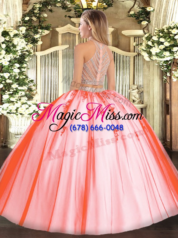 wholesale noble rose pink sleeveless tulle zipper sweet 16 quinceanera dress for military ball and sweet 16 and quinceanera
