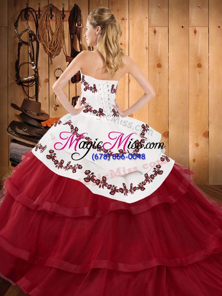 wholesale strapless sleeveless sweep train lace up sweet 16 quinceanera dress tulle