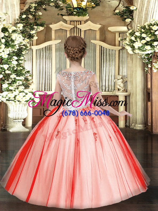 wholesale perfect beading and appliques little girl pageant gowns orange zipper sleeveless floor length