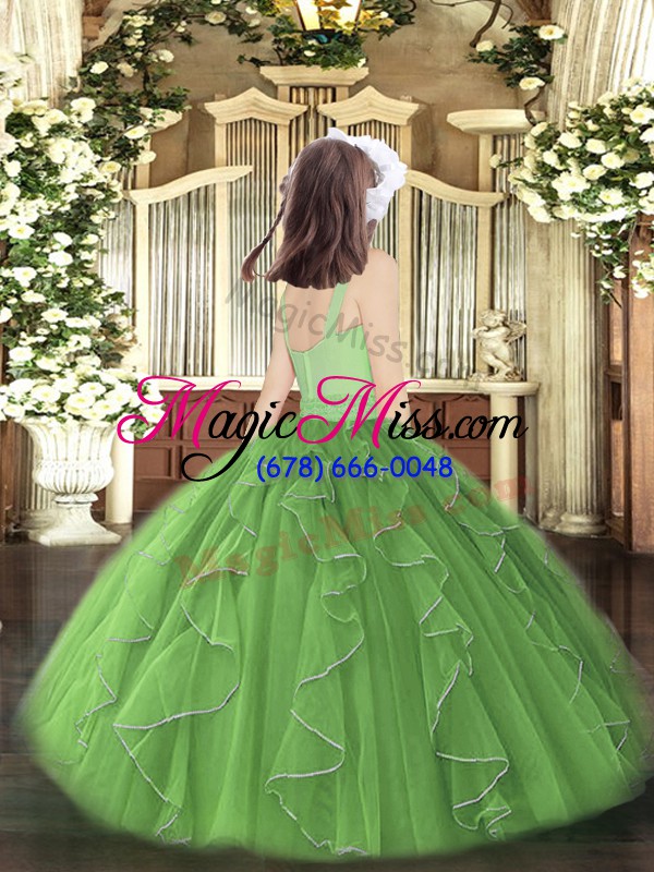 wholesale exquisite floor length olive green pageant dress scoop sleeveless zipper