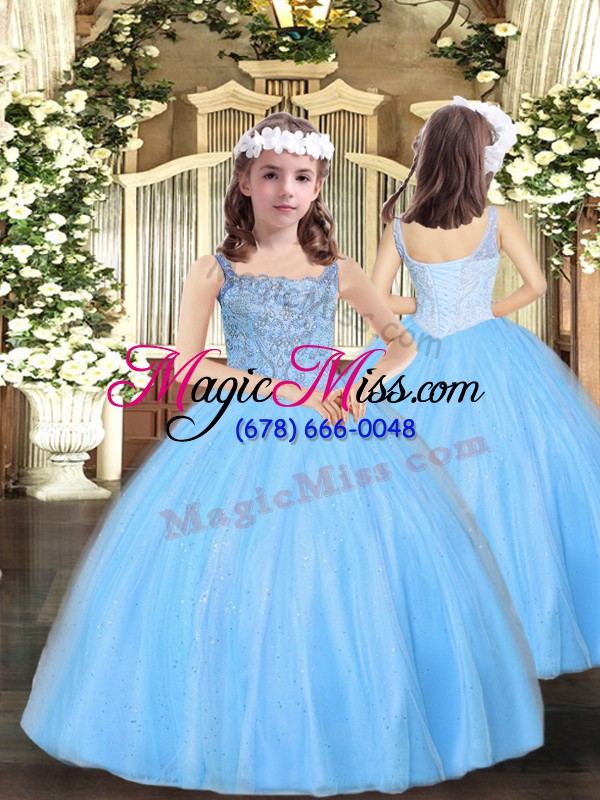 wholesale super straps sleeveless lace up quinceanera dress turquoise tulle