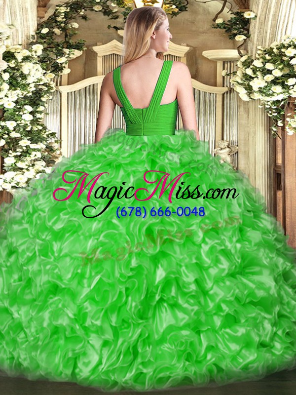 wholesale fantastic ruffles quinceanera dress green zipper sleeveless floor length