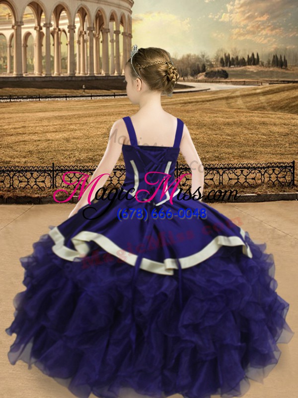 wholesale straps sleeveless satin and organza pageant dress for womens beading and ruffles lace up