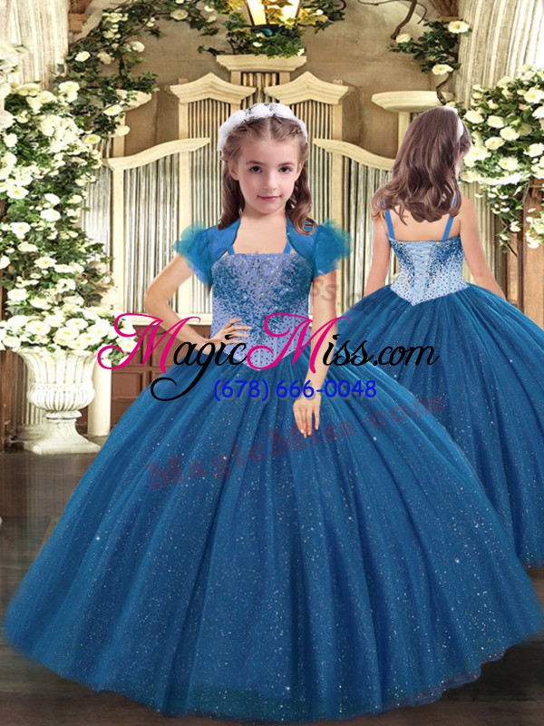wholesale floor length teal 15 quinceanera dress tulle sleeveless beading