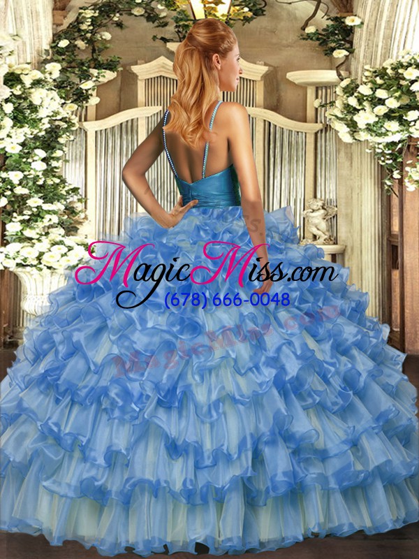 wholesale fancy floor length lavender quinceanera gowns organza sleeveless ruffled layers